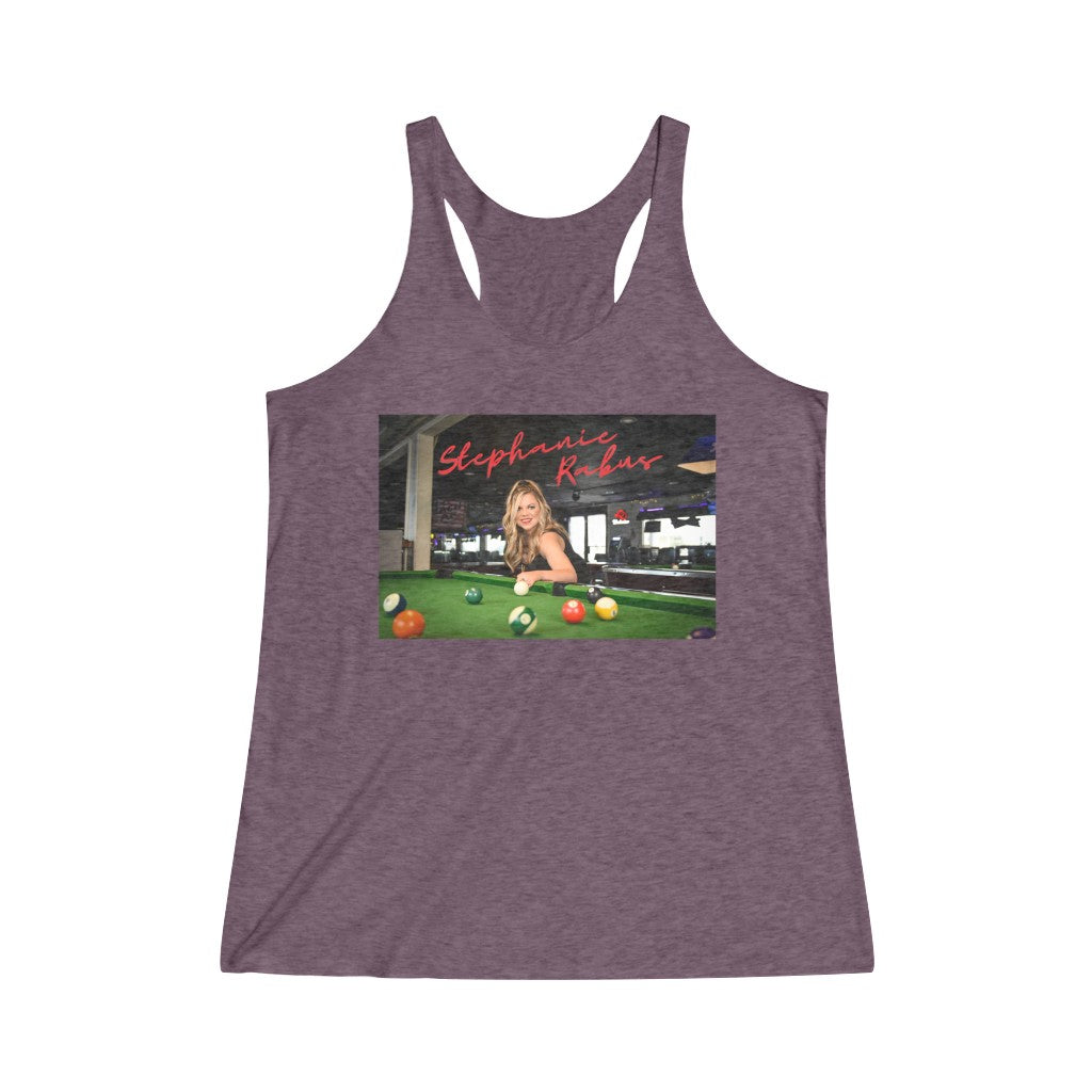 Women's Tri-Blend Pool table album shot Racerback Tank