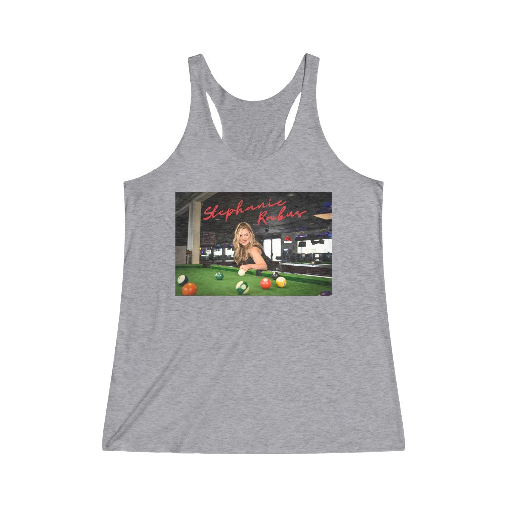Women's Tri-Blend Pool table album shot Racerback Tank