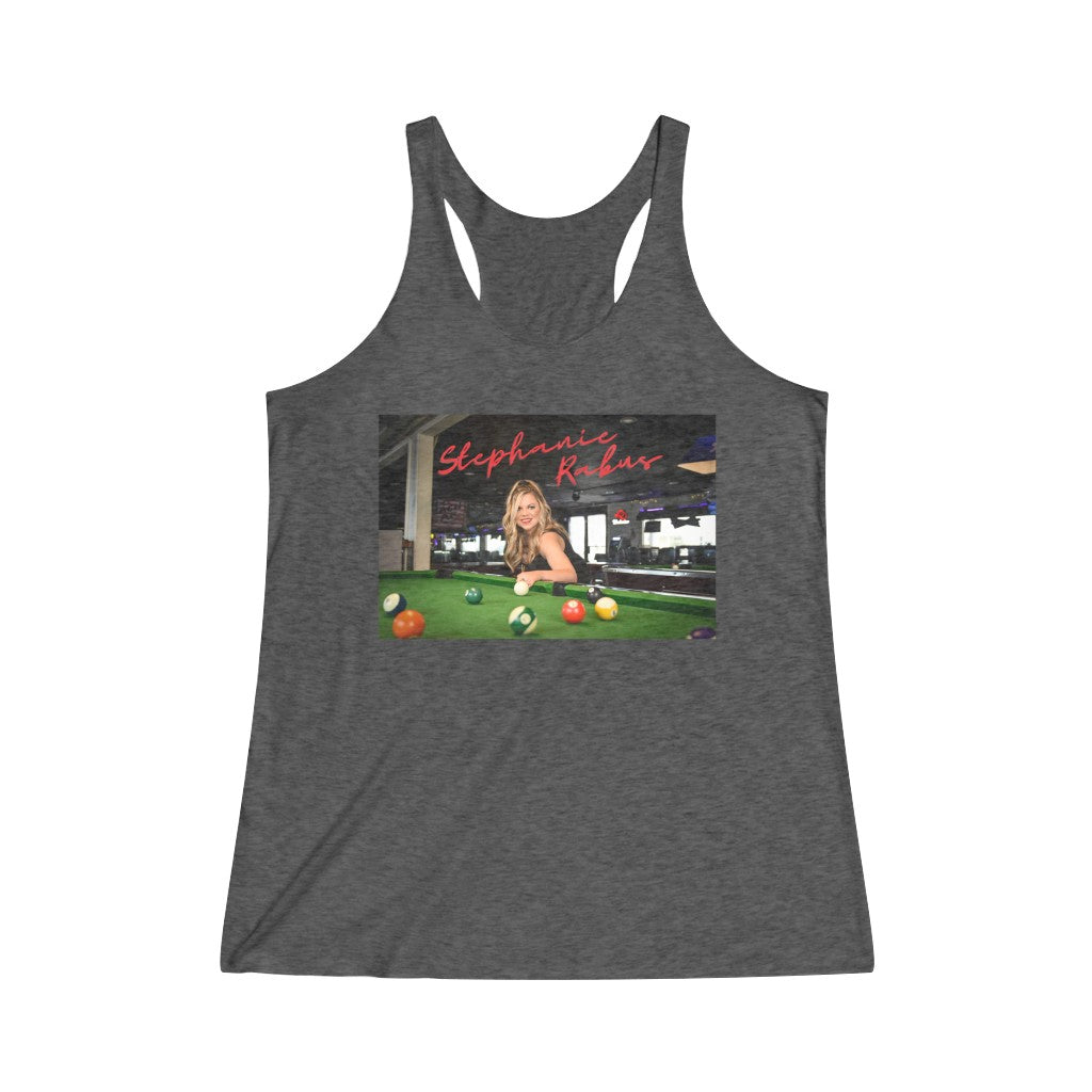 Women's Tri-Blend Pool table album shot Racerback Tank