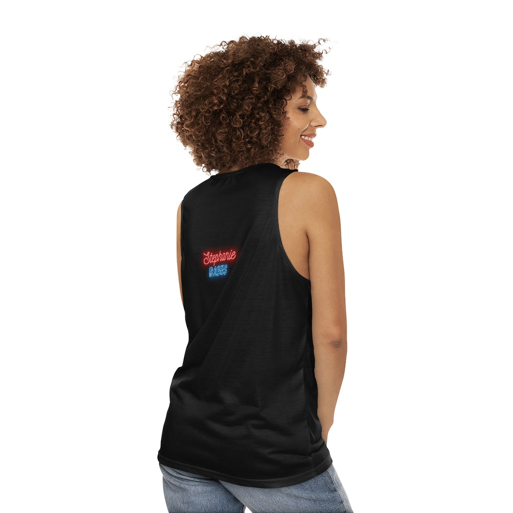 Unisex "Buying Time, Living Now" Tank Top (AOP)