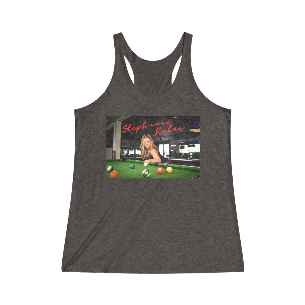Women's Tri-Blend Pool table album shot Racerback Tank
