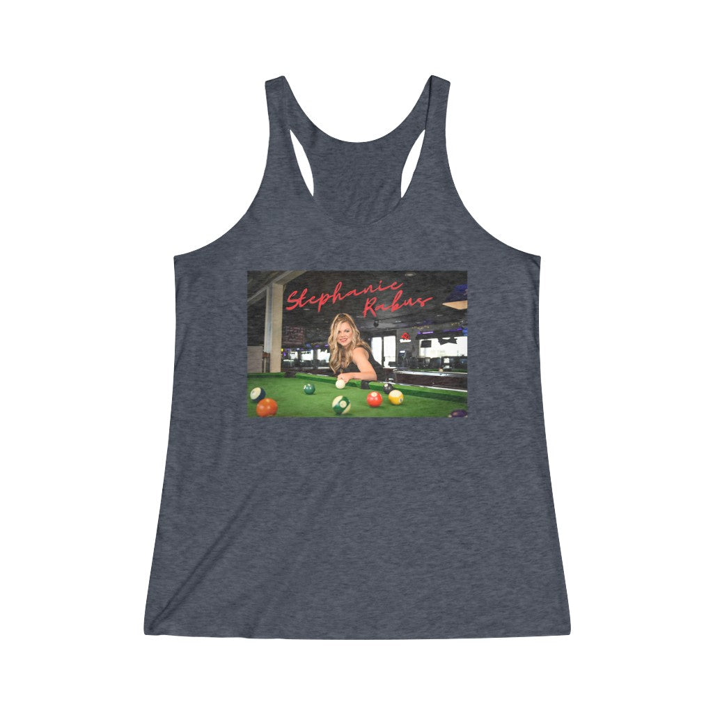 Women's Tri-Blend Pool table album shot Racerback Tank