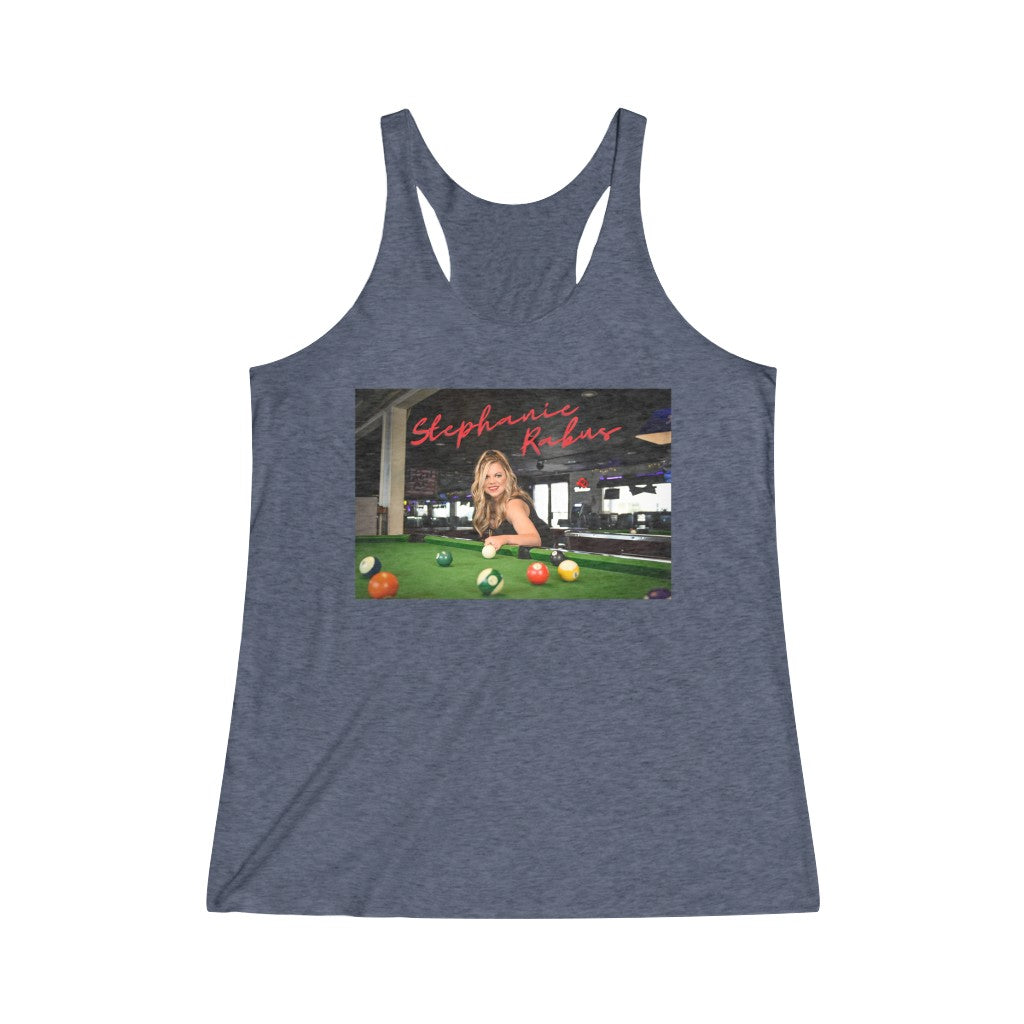 Women's Tri-Blend Pool table album shot Racerback Tank