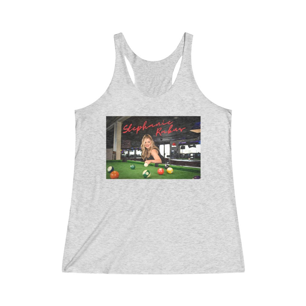 Women's Tri-Blend Pool table album shot Racerback Tank