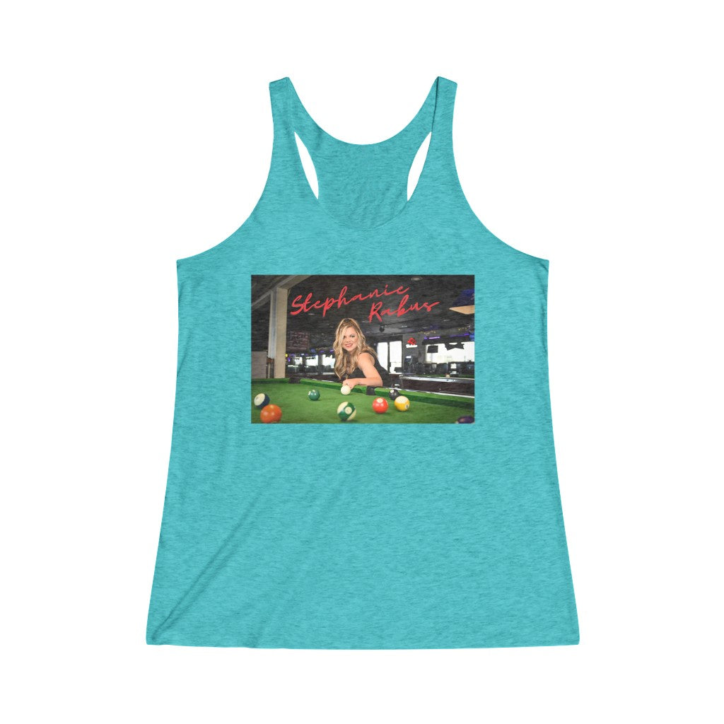Women's Tri-Blend Pool table album shot Racerback Tank