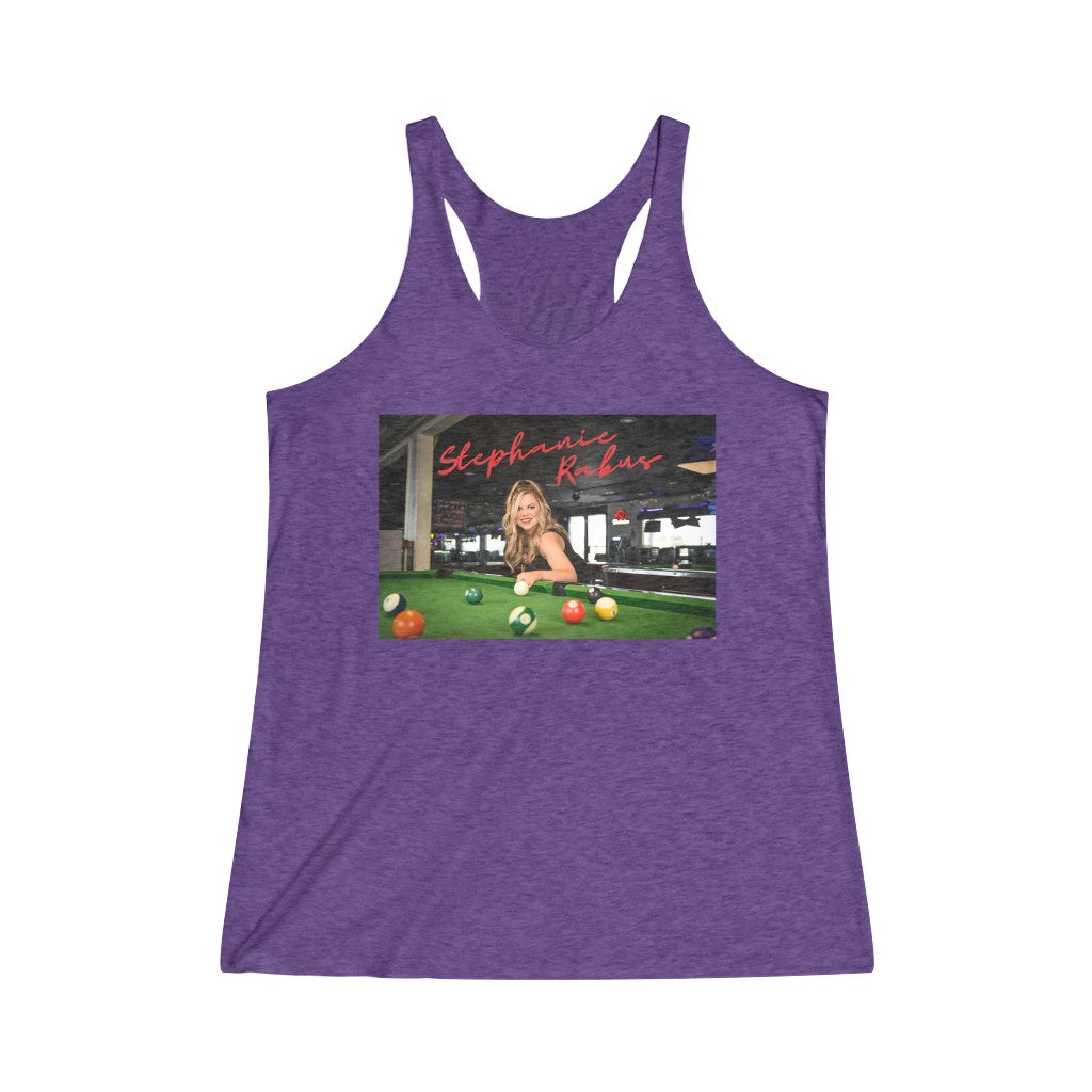 Women's Tri-Blend Pool table album shot Racerback Tank