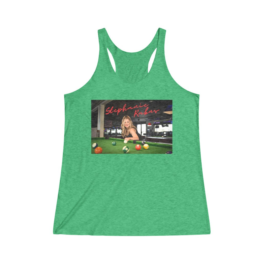 Women's Tri-Blend Pool table album shot Racerback Tank