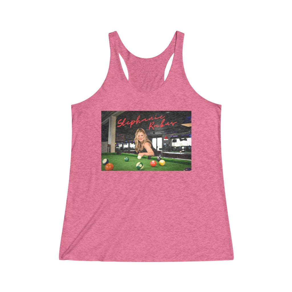 Women's Tri-Blend Pool table album shot Racerback Tank