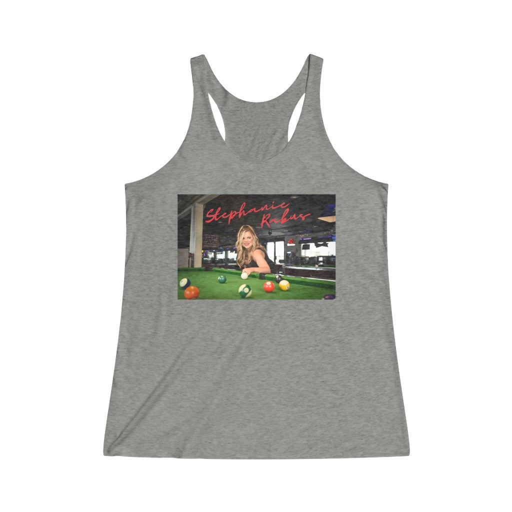 Women's Tri-Blend Pool table album shot Racerback Tank