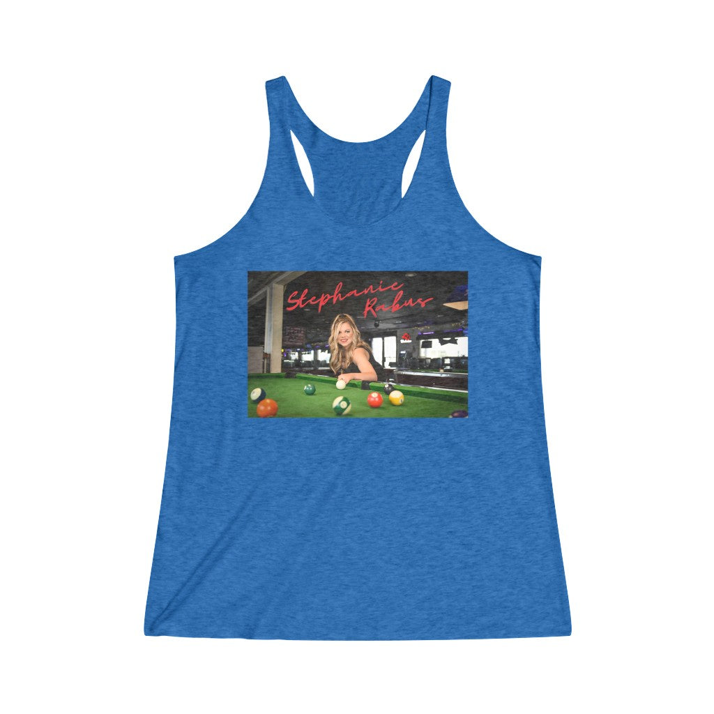 Women's Tri-Blend Pool table album shot Racerback Tank