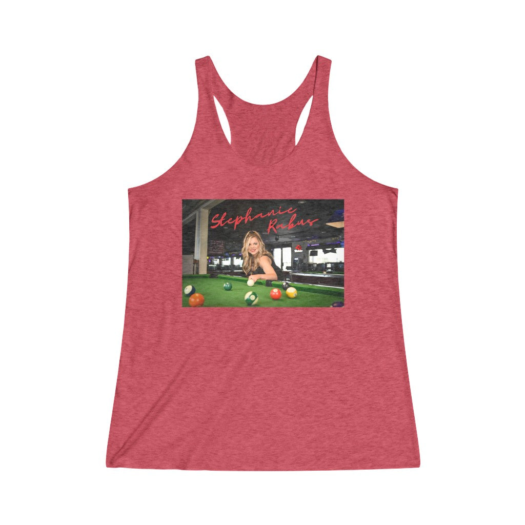 Women's Tri-Blend Pool table album shot Racerback Tank